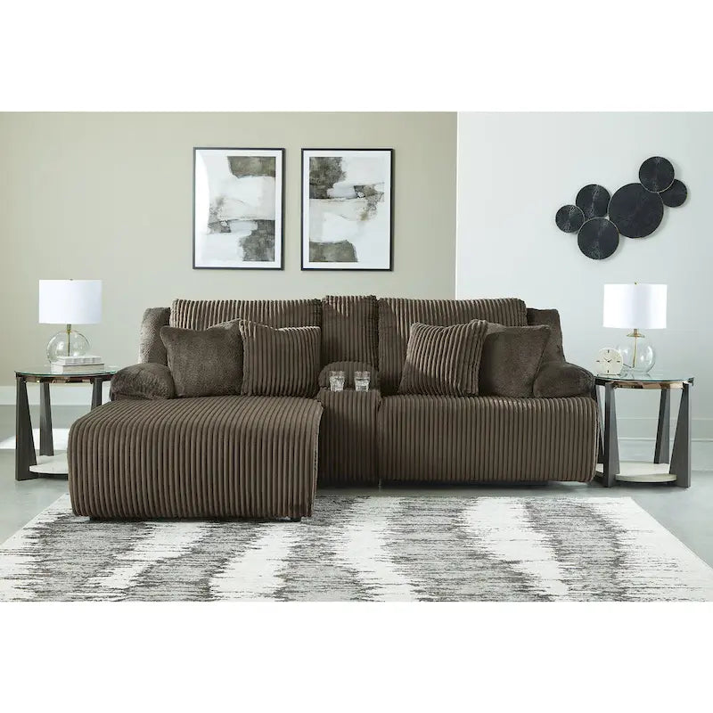 Signature Design by Ashley Top Tier 3-Piece Reclining Sectional Sofa with Chaise - Dimensions: 105W x 74D x 41H - image 7