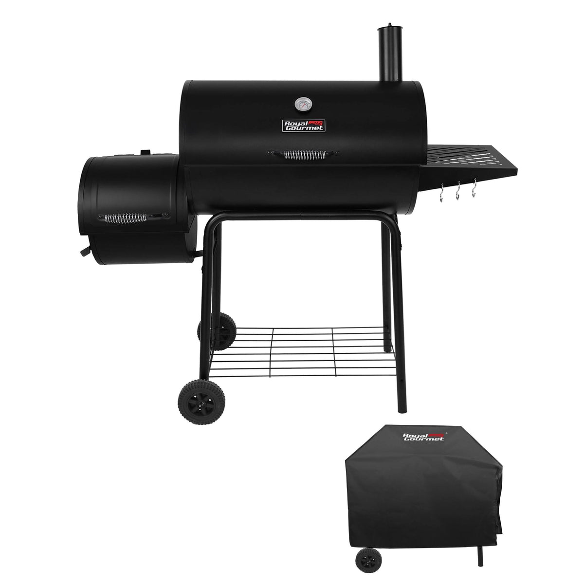 Royal Gourmet 30" CC1830RC Barrel Charcoal Grill with 811 Square Inches Offset Smoker, with Cover - image 1