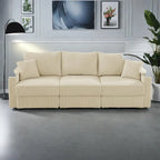 102 Corduroy Contemporary 3-Seater Sofa with Deep Seating, Cup Holders, and Phone Holder - image 2