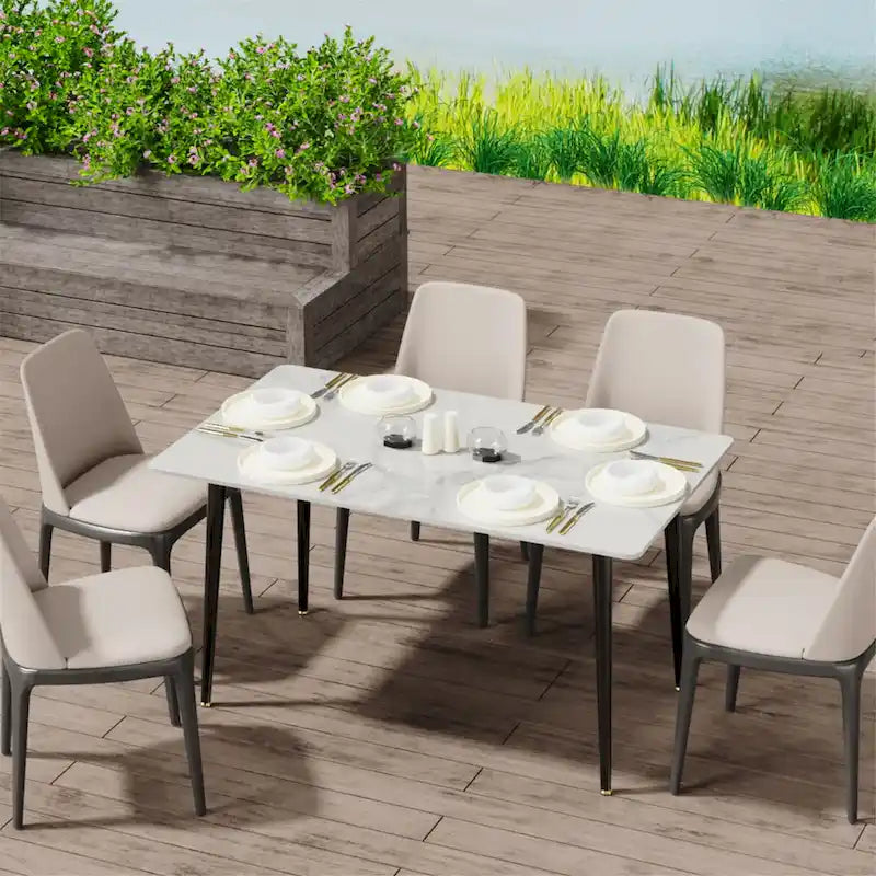 Contemporary Kitchen Table with Metal Frame and Sintered Stone Top - image 3