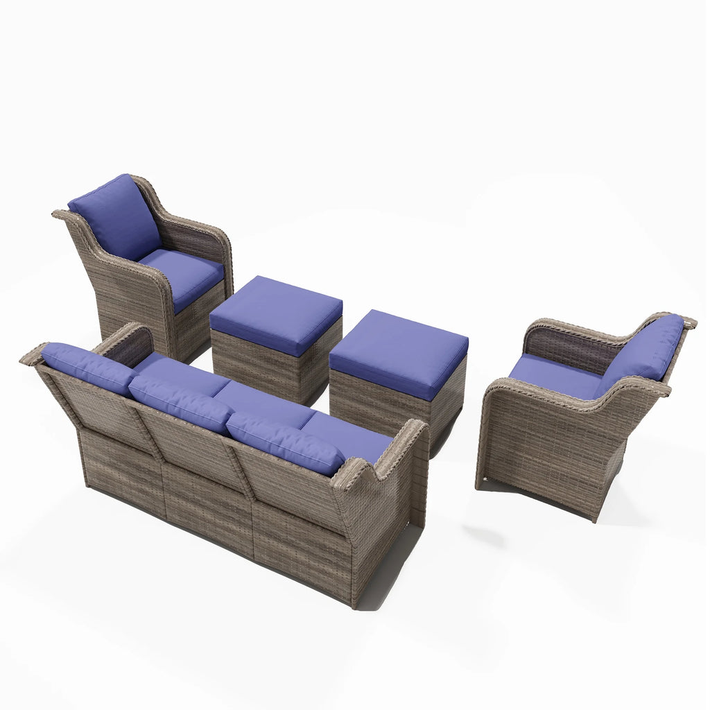 Ainfox 7 Pcs Outdoor Patio Furniture Sofa Set on Sale, Grey Rattan Grey Cushion - image 54