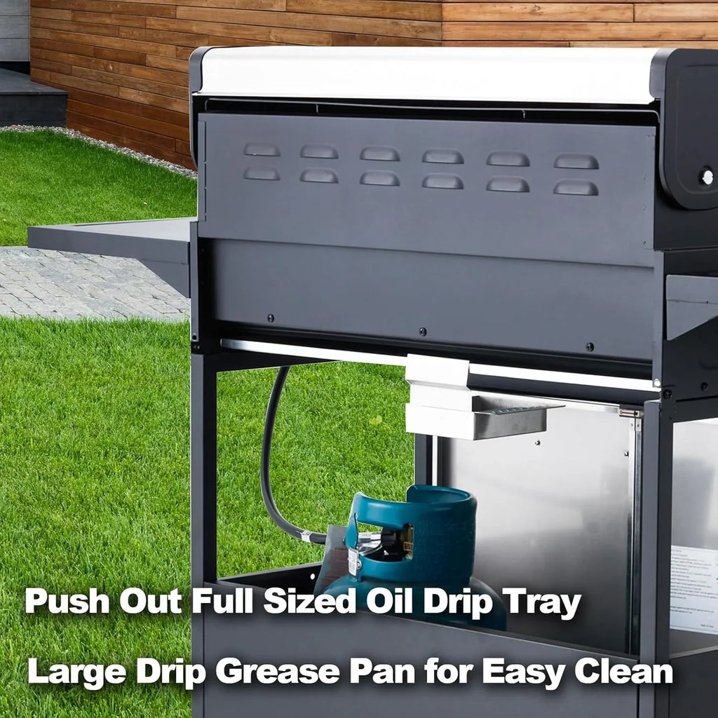Upgraded 4 Burner BBQ Propane Gas Grill with Cast Iron Grates & Side Stove, 44,000 BTU Stainless Steel Burner Barbecue Grill for Patio, Camping, Outdoor Cooking. - image 28
