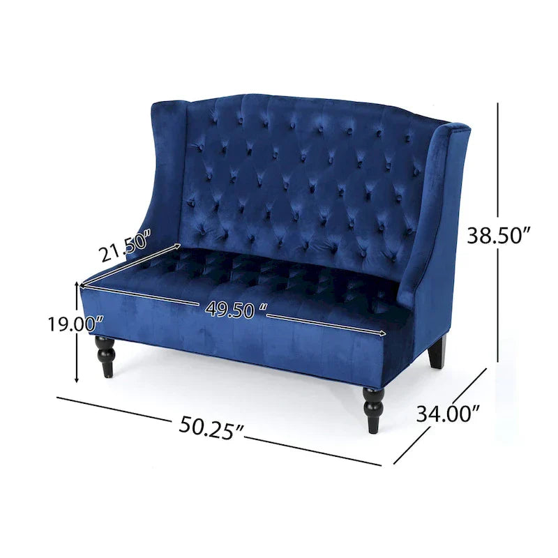 Christopher Knight Home Leora Contemporary Glam Tufted Velvet Wingback Loveseat - image 16