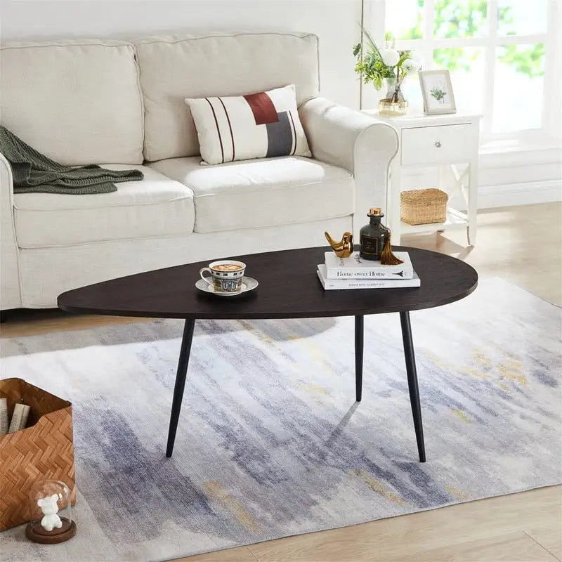 Unique Oval Coffee Table for Small Spaces - Dimensions: 22.2D x 42.5W x 17.1H - image 7