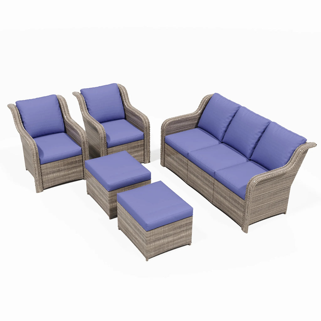 Ainfox 7 Pcs Outdoor Patio Furniture Sofa Set on Sale, Grey Rattan Grey Cushion - image 50