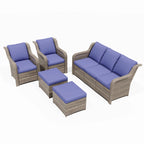 Ainfox 7 Pcs Outdoor Patio Furniture Sofa Set on Sale, Grey Rattan Grey Cushion - image 50