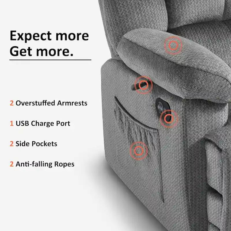 MCombo Heated Massage Electric Recliner Chair for Living Room - Fabric R6233 - image 13