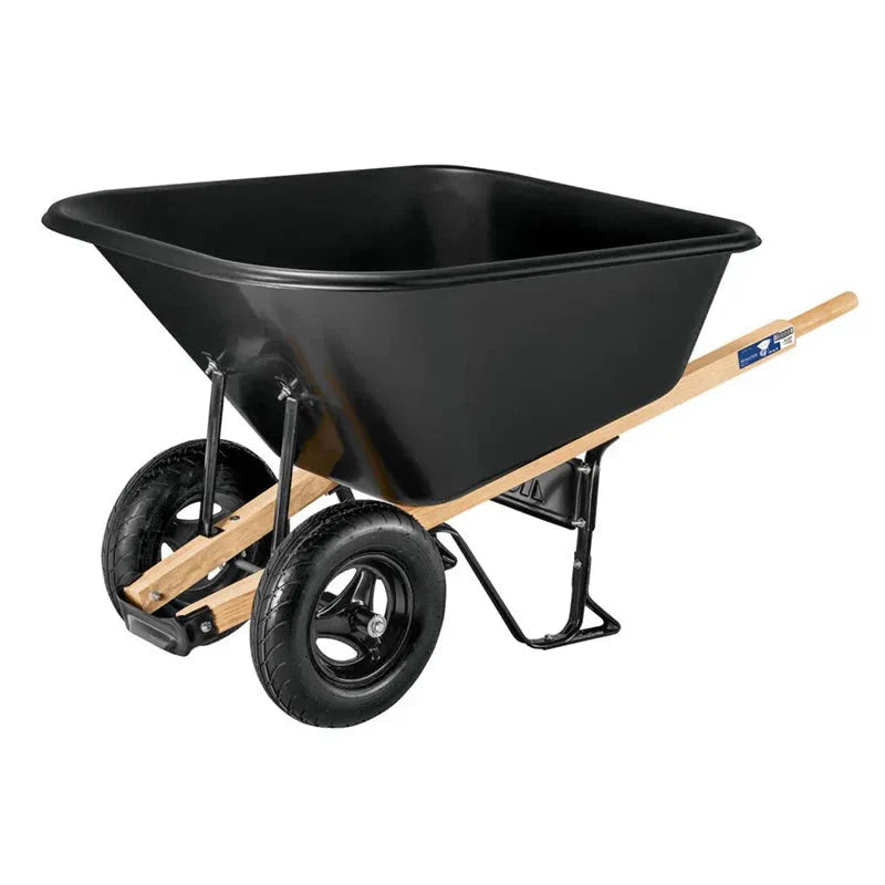 10 cu ft Poly Wheelbarrow with Dual 16′′ Pneumatic Tires and Hardwood Handles - image 1