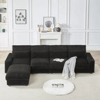 126W Large L-Shaped Corduroy Sofa with USB Charging Port - image 1