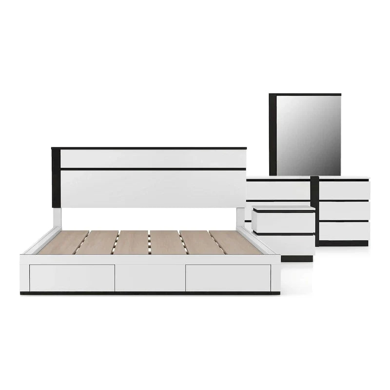 Conjira Modern 4-Piece White Wood Bedroom Storage Set by Furniture of America - image 7