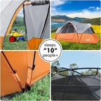 UNP Camping Tent 10-Person-Family Tents, Parties, Music Festival Tent, Big, Easy Up, 5 Large Mesh Windows, Double Layer, 2 Room, Waterproof, Weather Resistant, 18ft x 9ft x78in - image 37