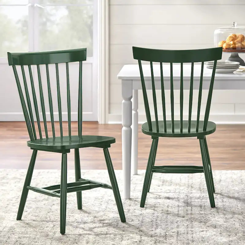 Set of 2 Spindle Back Dining Chairs Solid Rubberwood Farmhouse Style - image 16