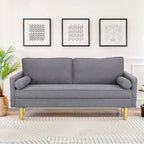 Elegant 65-Inch Orange Polyester 2-Seater Loveseat with Side Pockets and Round Cushions - image 12