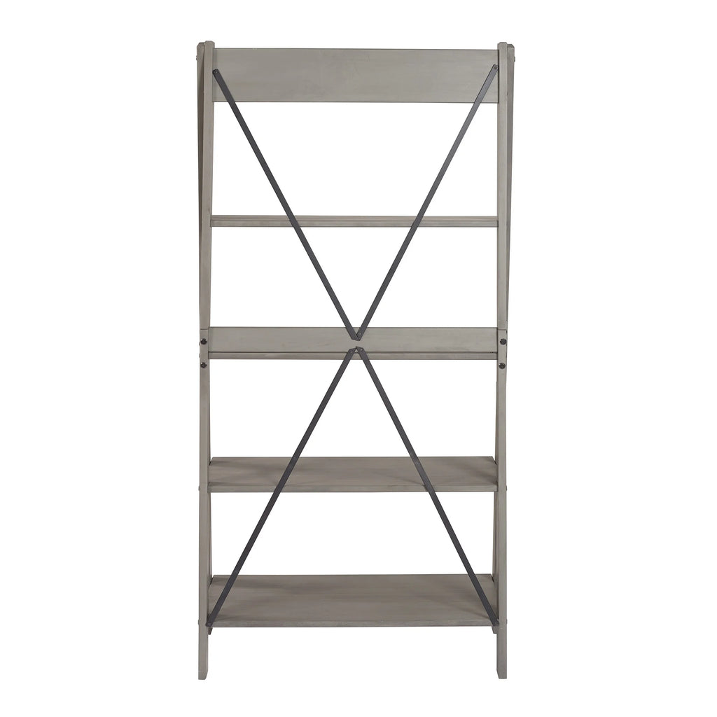 Walker Edison Solid Wood 4-Shelf Ladder Bookshelf, Brown - image 19