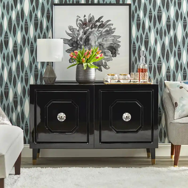 angelo:HOME Jaslene Glossy Glam Media Buffet Cabinet - image 2