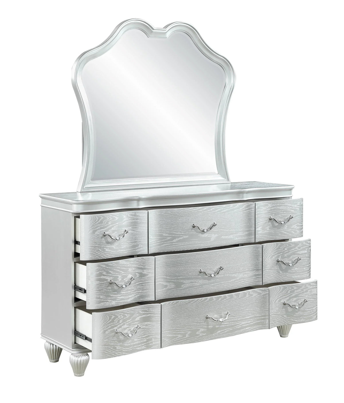 Eros King 4PC Bedroom Set with Manufactured Wood & Tufted Detailing in Silver - image 6