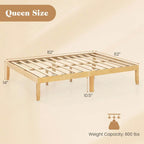 Costway 14-Inch Wooden Platform Bed Frame for Twin, Full, and Queen Sizes with Rubber Support - image 6