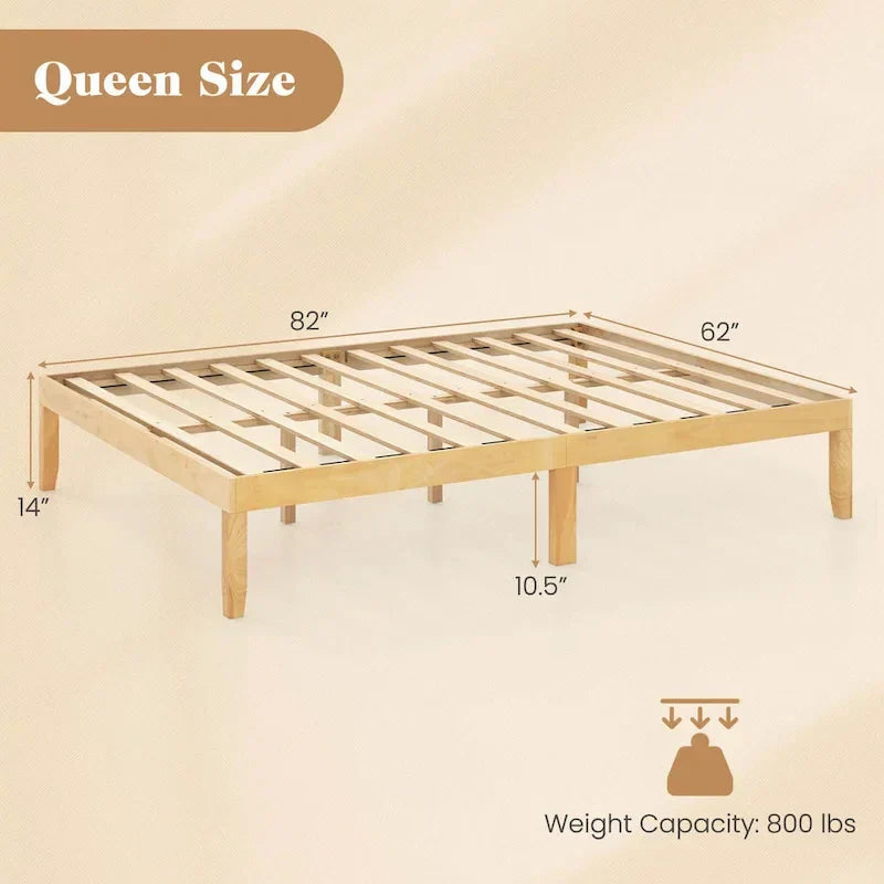 Costway 14-Inch Wooden Platform Bed Frame for Twin, Full, and Queen Sizes with Rubber Support - image 6