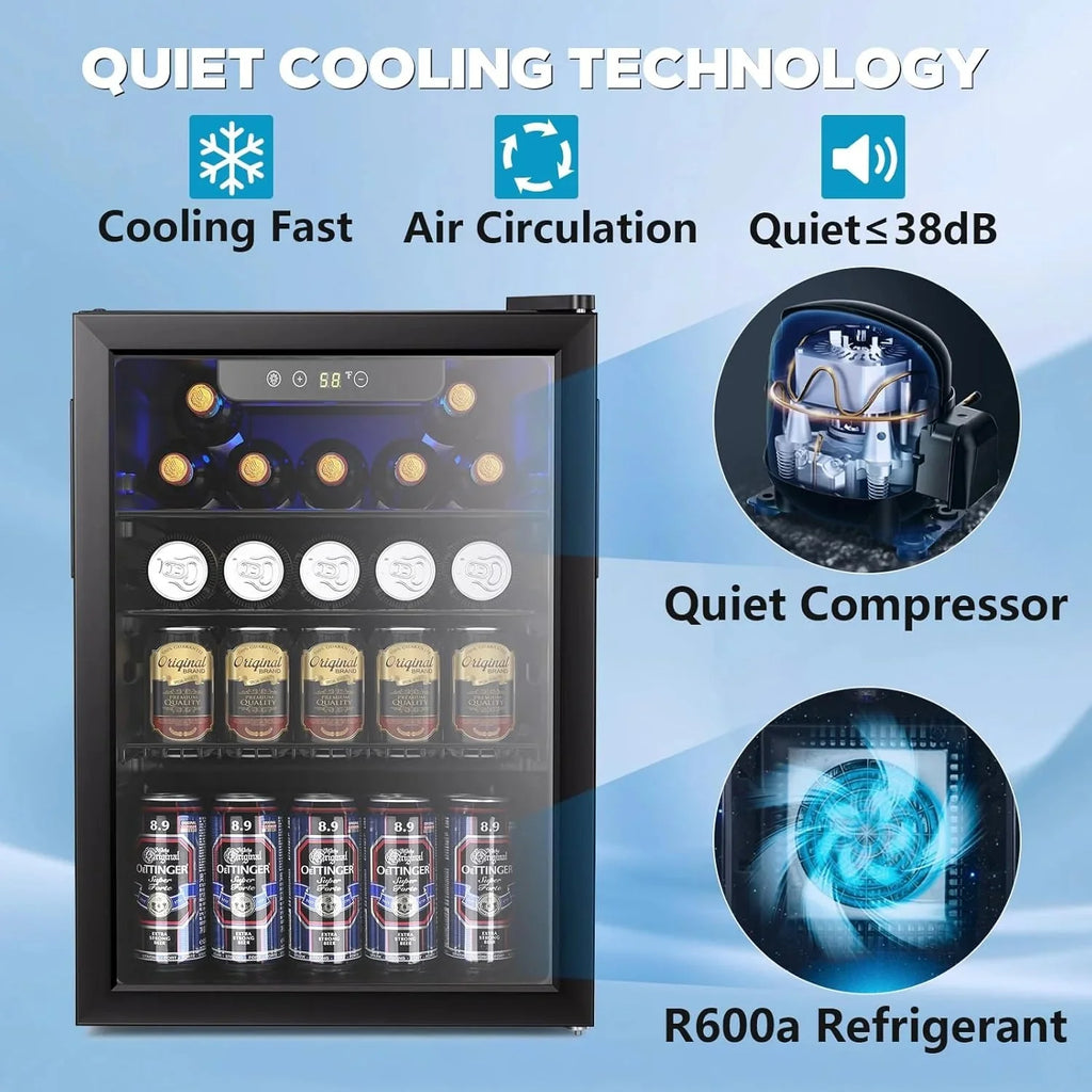 Mini Fridge 130 Can Beverage Refrigerator Cooler, 3.2 Cu.Ft Drink Fridge for Soda Wine Beer, Adjustable Temperature Control for Home Office, Black - image 15