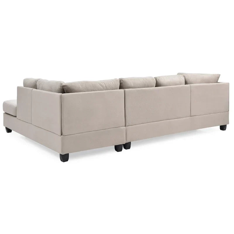 Malone 111-Inch Suede 4-Seater Sectional Sofa with Two Throw Pillows - Dimensions: 111L x 78W x 34H - image 15