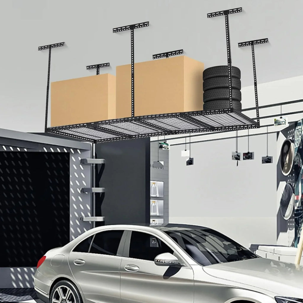 Pinypikaka 4'x8' Overhead Garage Storage Rack, 22"-40" Height Adjustable Ceiling Storage Rack 660lbs Weight Capacity - image 7