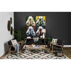 Phineas Black Genuine Leather Accent Chair with Brown Solid Wood Frame - image 9