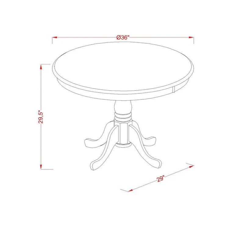 East West Furniture Round Dining Table Set - Kitchen Table with White Faux Leather Parson Chairs in Linen White (Various Piece Options) - image 8