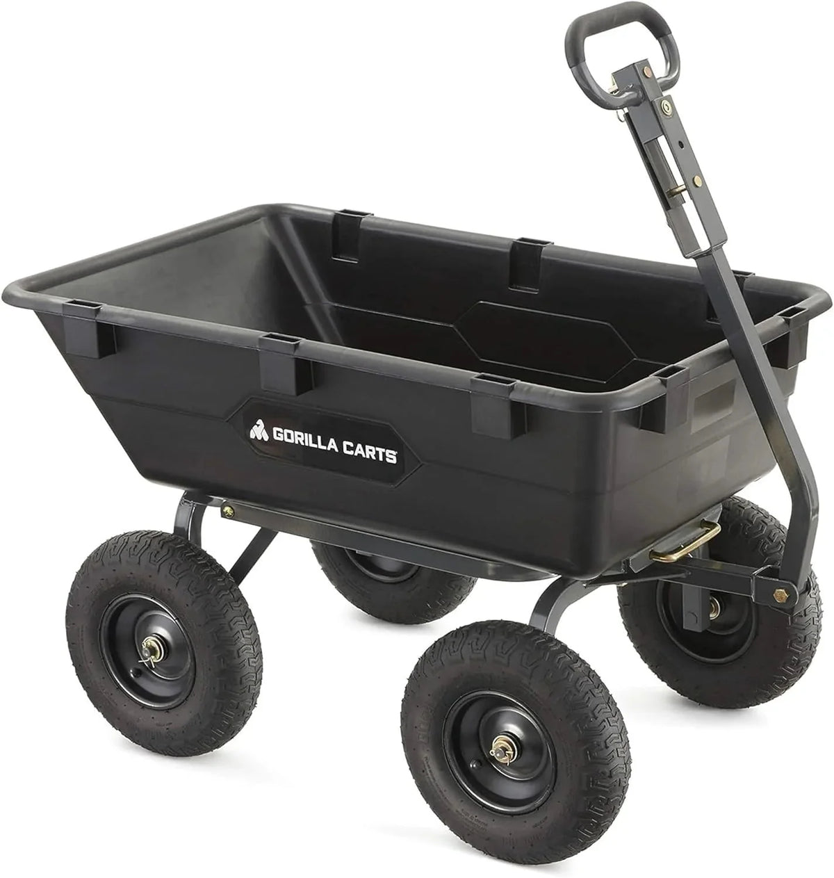 Heavy Duty Poly Utility Dump Wagon Garden Cart w/Pneumatic Tires, 6 Cu Ft - 1200 lb Capacity Outdoor Wheelbarrow for Yard, Landscaping & Gardening, Lawn Tractor or ATV Towable-Gorilla Carts - image 14