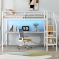 Complete Loft Bed Set with Desk, Storage Staircase, Compact Wardrobe, and LED Lighting - image 2