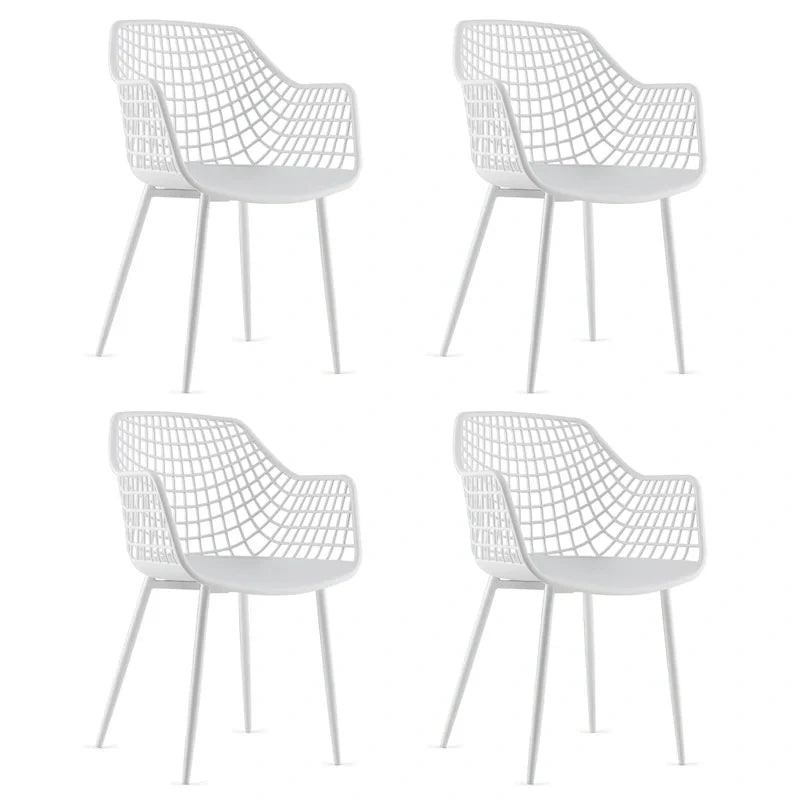 Set of 4 Modern Plastic Shell Dining Chairs with Metal Legs by Costway - image 4