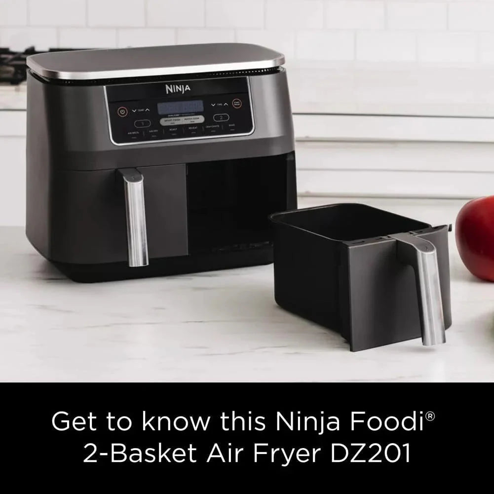 Ninja Foodi 10QT 6-in-1 DualZone Smart XL Air Fryer, 2 Independent 5QT Baskets, Smart Cook Thermometer, Match Cook, Smart Finish, Air Fry, Roast, Bake, Dehydrate, Reheat, Grey, DZ550 - image 6
