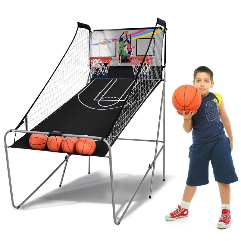 Foldable Indoor Basketball Arcade Game with 4 Balls Electronic Double Shot LED Scoring System for Kids Adults - image 4