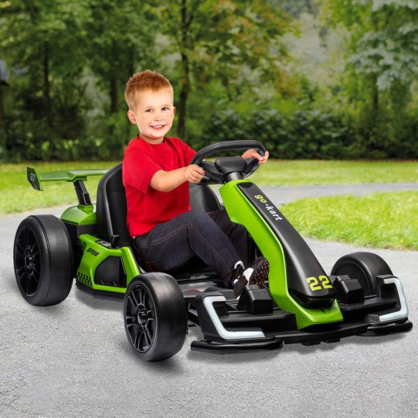 24V Electric Go Kart, with 300W Strong Motor, Drift/Sport Mode, Big Battery, Eva Tire,Length Adjustmen for Outdoor Racing Toy-Green - image 8