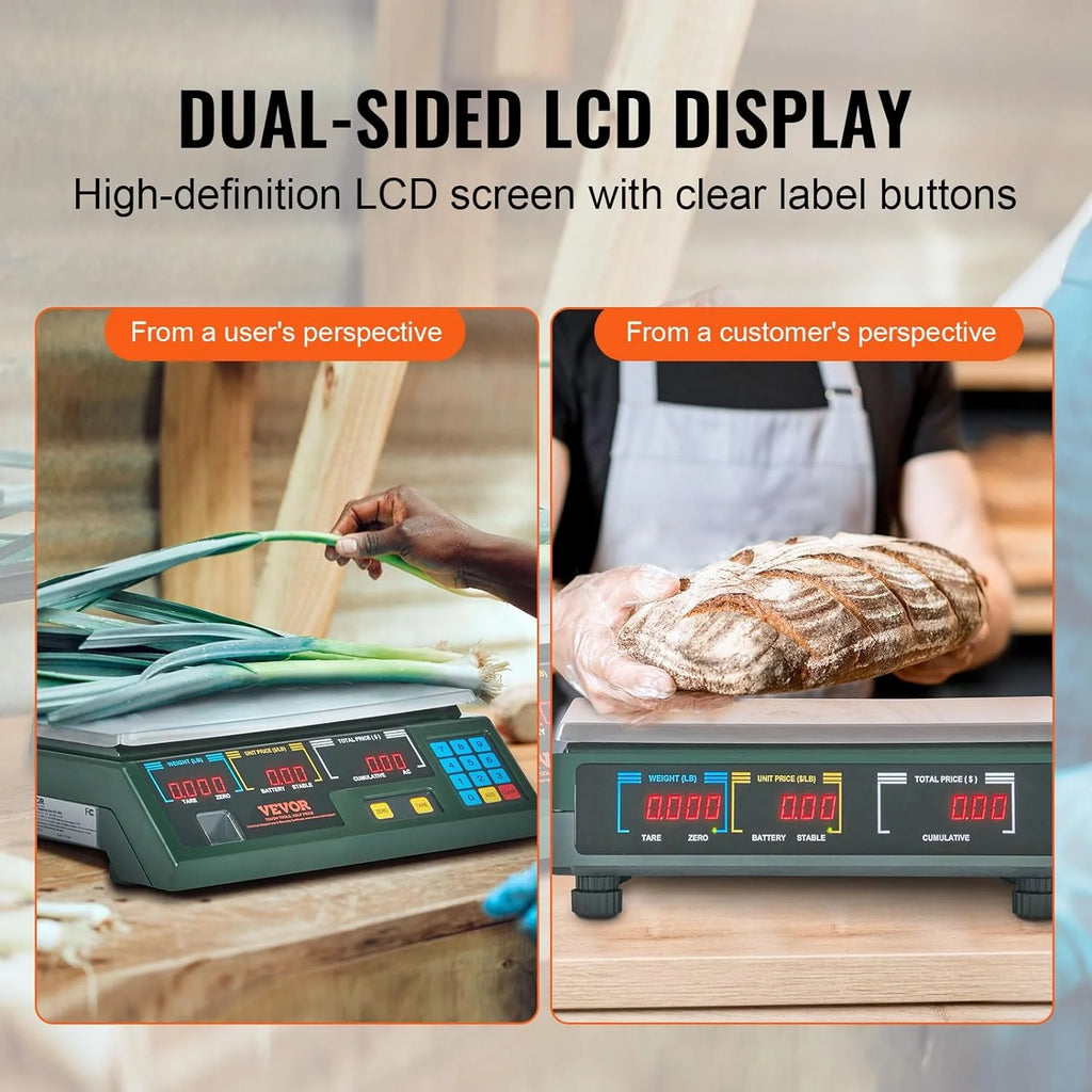 Electronic Price Computing Scale, 66 LB Digital Deli Weight Scales, LED Digital Commercial Food Fruit Meat Produce Counting Weight, for Retail Outlet Store, Kitchen, Restaurant Market, Farmer - image 6
