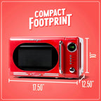 Nostalgia Retro Compact Countertop Microwave Oven - 0.7 Cu. Ft. - 700-Watts with LED Digital Display - Child Lock - Easy Clean Interior - Red - image 5