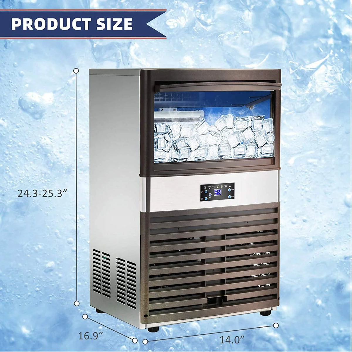 YUTGMasst Commercial Ice – 110LBS/24H Stainless Steel Free-Standing Ice Machine Maker Air Cooling Ice - image 7
