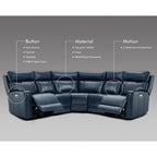 104" 3-Color Genuine Leather Power Reclining Sectional Sofa with Zero Gravity Feature, USB & USB-C Ports, and 2 Stationary Armless Chairs - image 8