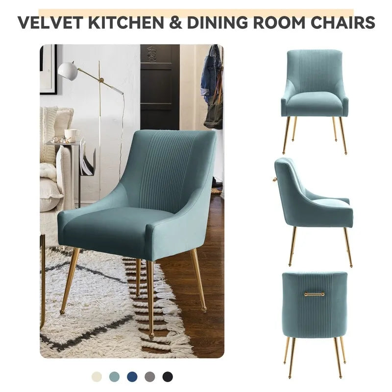 SEYNAR Set of 6 Modern Glam Boucle Velvet Dining or Vanity Chairs with Rear Handle - image 13