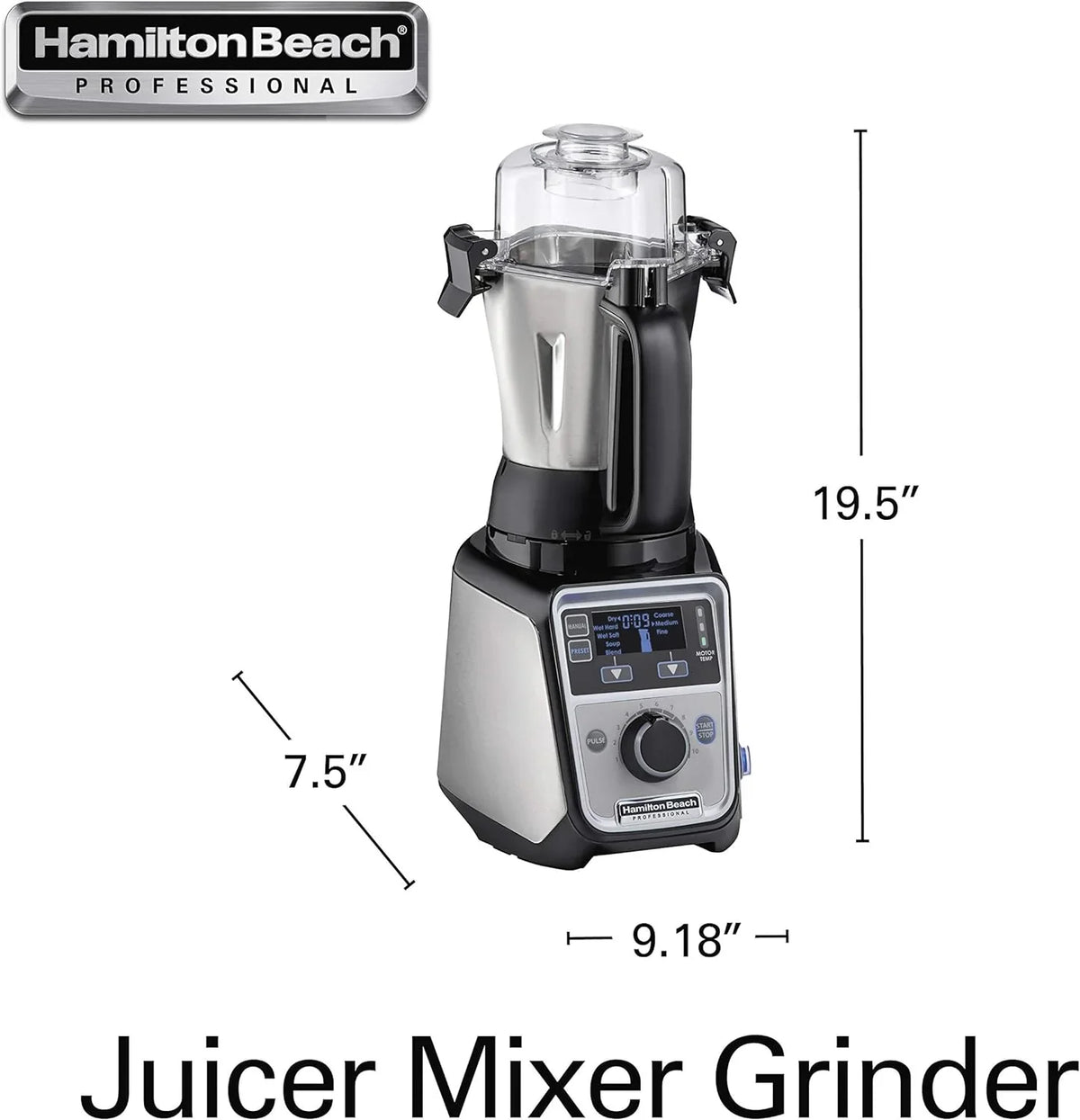 Hamilton Beach Professional 4-in-1 Juicer Mixer Grinder, Commercial-Grade 1400 Watt Motor, 120V, 3 Leakproof Jars, For Wet and Dry Spices, Chutneys and Curries, Engineered in India & USA (58770) - image 9