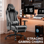 GTRACING Gaming Chair, Ergonomic Office Desk Chair with Lumbar Support, PU Leather, Footrest & Adjustable Headrest, Red - image 66