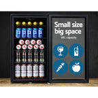Devanti 98L Bar Fridge Glass Door Mini Fridges Freezer Black - image 3
