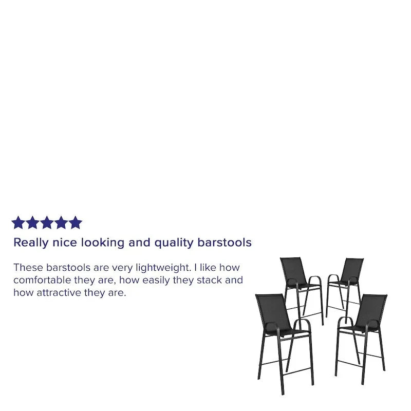 Set of 4 Outdoor Barstools with Flexible Comfort Material - Patio Seating - image 8