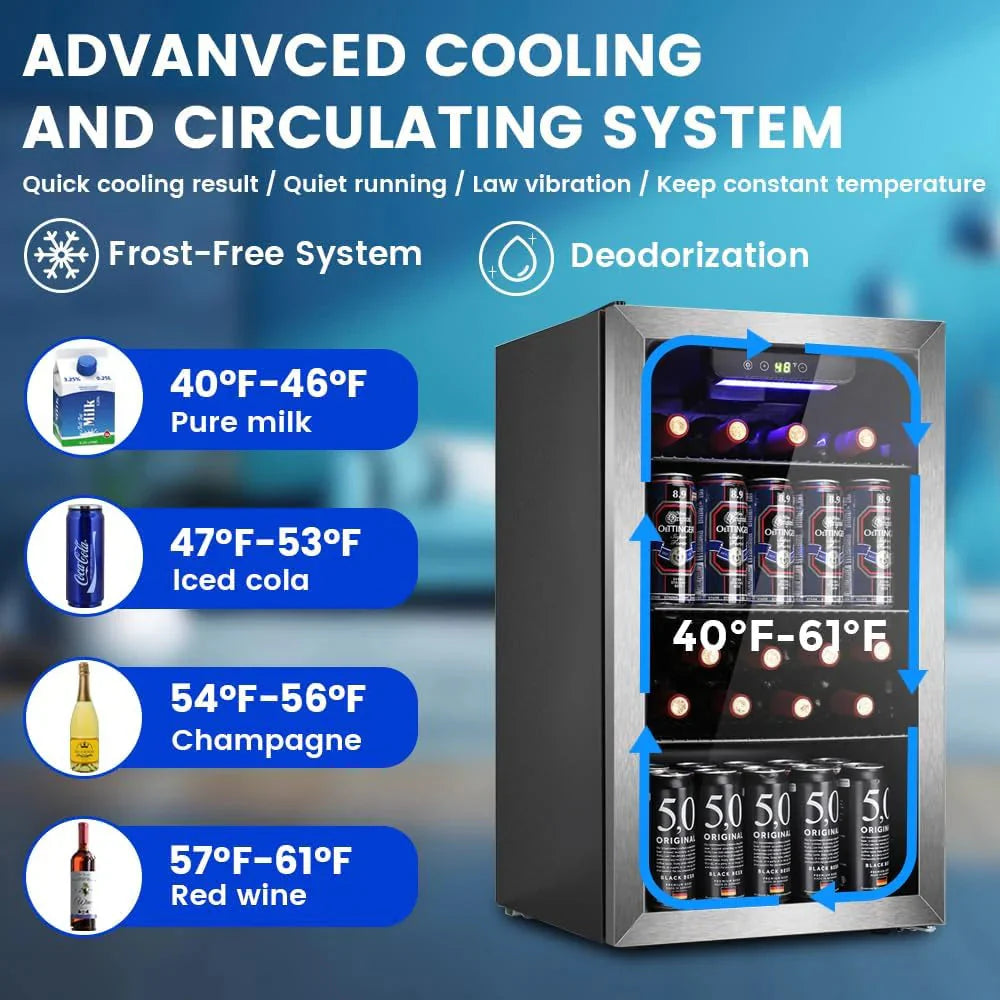 Mini Fridge 130 Can Beverage Refrigerator Cooler, 3.2 Cu.Ft Drink Fridge for Soda Wine Beer, Adjustable Temperature Control for Home Office, Black - image 20