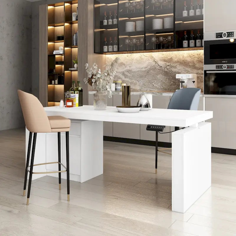 Modern White Adjustable Workstation - 70.9W Dining Table & Office Desk - image 1