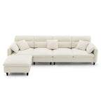 110-Inch L-Shaped 5-Seater Sectional Sofa with Removable Ottoman, Cloud Chenille Fabric, and 5 Cushions - image 12