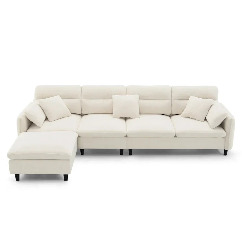 110-Inch L-Shaped 5-Seater Sectional Sofa with Removable Ottoman, Cloud Chenille Fabric, and 5 Cushions - image 12