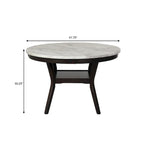 Kate 47-Inch Round Dining Table with Faux Marble Surface in White and Brown - image 6