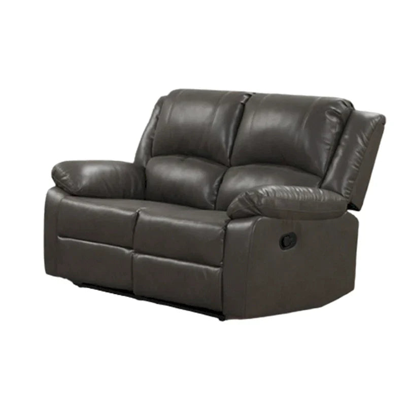 Gray Leather Lizzy Sofa and Loveseat Set with Manual Reclining and Solid Wood Frame - image 2