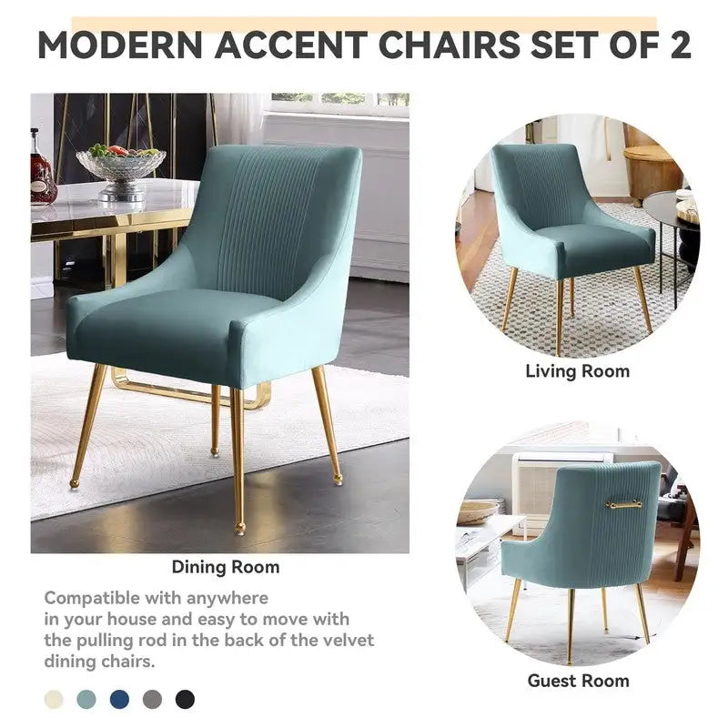 SEYNAR Set of 6 Modern Glam Boucle Velvet Dining or Vanity Chairs with Rear Handle - image 12