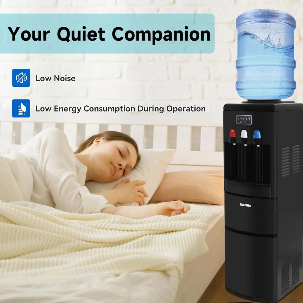 ICEPURE Water Dispenser with Ice Maker, 3-in-1 Hot and Cold Water Cooler with Built-in Bullet Ice Maker Machine, 26.5lbs/24H, Top Loading for 3-5 Gallon Bottle, Child Safety Lock, Black - image 8